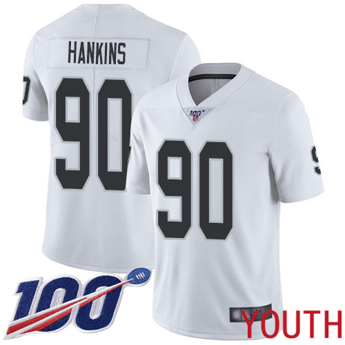 Oakland Raiders Limited White Youth Johnathan Hankins Road Jersey NFL Football #90 100th Season Jersey->youth nfl jersey->Youth Jersey